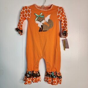 Ann Loren Orange Fox Fall Baby Romper‎ Jumpsuit 18-24 months Ruffled